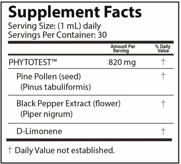 PhytoTest supplement fact